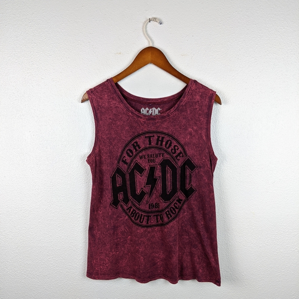 AC/DC Acid Wash Tie Dye Muscle Band Tee